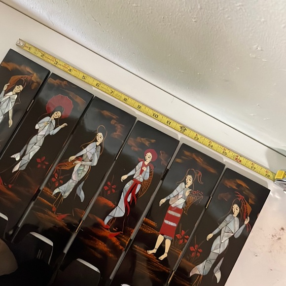 Vintage Asian Lacquer Table Screen - Picture 2 of 7